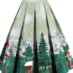 Scenic Green Pleated Skirt